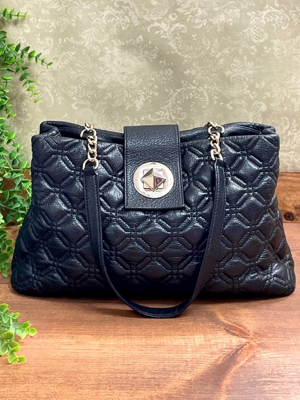 Kate Spade New York Quilted Black Leather Tote Bag